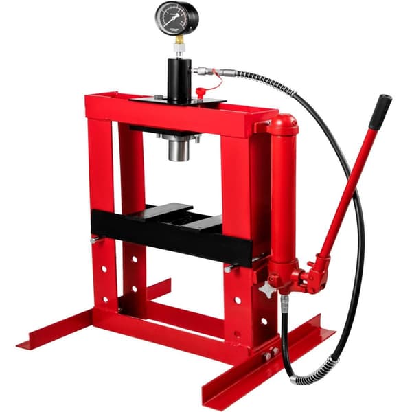 12 tons manuell hydraulisk verkstadspress med pump och tryckmätare, stor kapacitet, 3-stegsdesign, separat hydraulpump