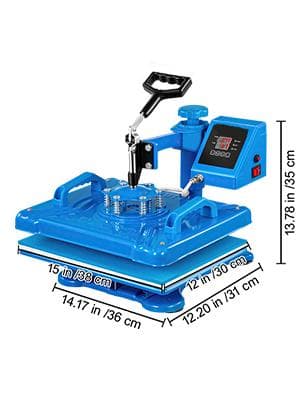 1250W 30X38cm 5 i 1 professionell värmepressmaskin, digital LCD-skärm, dubbelrörsuppvärmning, justerbart tryck, 360° svängning