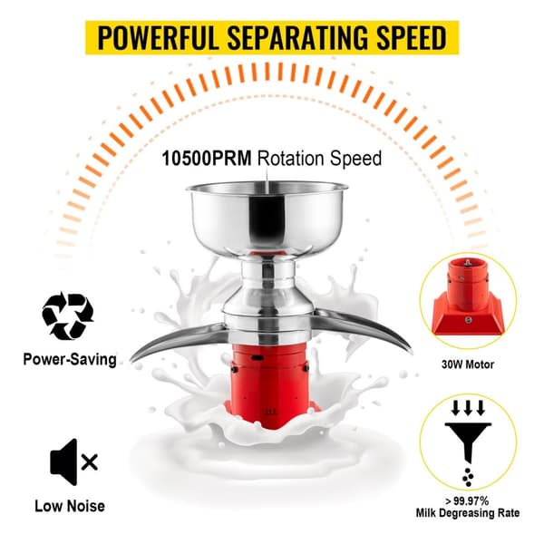 30W 10500RPM 50L/H effektiv elektrisk mjölkkräm centrifugalseparator, 4 timmars kontinuerligt arbete, lätt att installera och använda