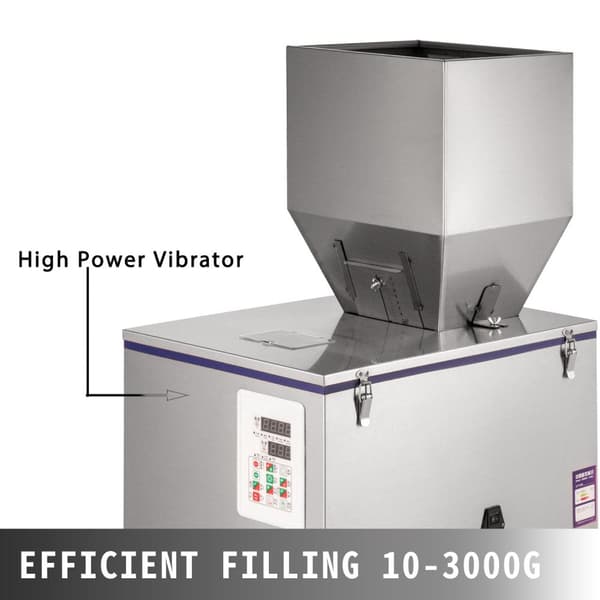 10-3000g 280W pulverfyllningsmaskin med intelligent kontrollpanel, automatisk vägning, justerbart inlopp och utlopp, bred applikation