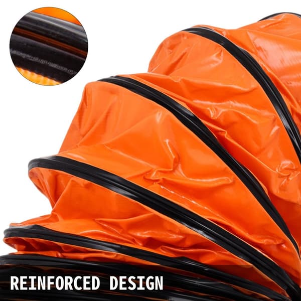 6m dia-200mm flexibel PVC-kanalslang för ventilation, högkvalitativt material, förstärkt design, lätt att vika och fälla ut