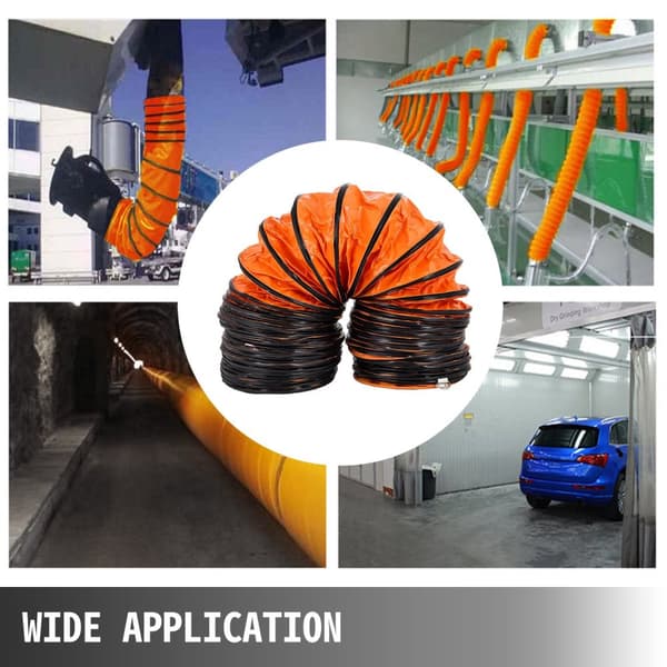6m dia-200mm flexibel PVC-kanalslang för ventilation, högkvalitativt material, förstärkt design, lätt att vika och fälla ut
