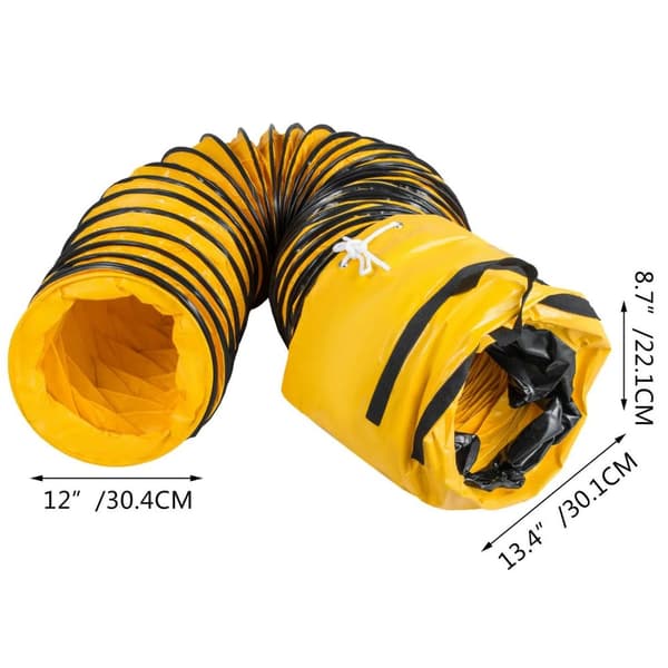 25 fot längd Diameter-305mm bärbar flexibel PVC-kanal för ventilation med förvaringsväska, högkvalitativt material, bred applikation