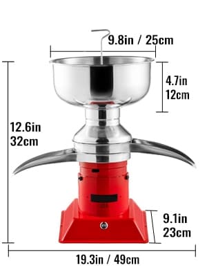 10500RPM 50L/H elektrisk mjölkkräm centrifugalseparator med 5L mjölkskål, justerbart krämförhållande, 4 timmars kontinuerligt arbete