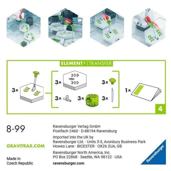 GraviTrax - Transferförlängningselement - Ravensburger - För marmorkretsar - Vit