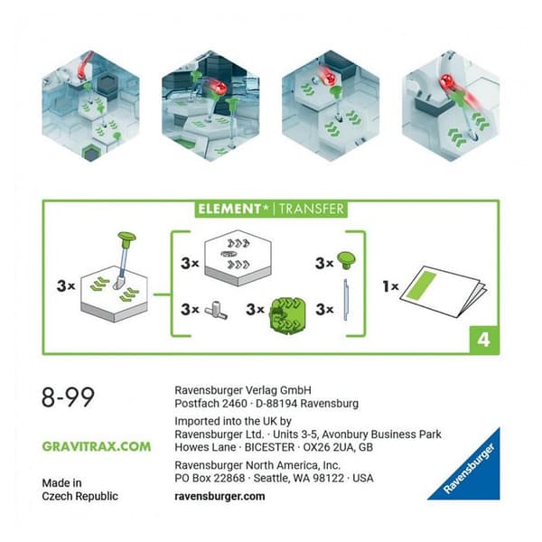 GraviTrax - Transferförlängningselement - Ravensburger - För marmorkretsar - Vit