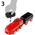 Miniatyrbild 6 av 6: Ångbatteri Lokomotivkrets - BRIO World - 36017 - Träkrets - Röd