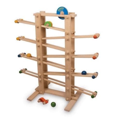 Giant Wooden Ball Track - Liten fot - 2484 - 6 rullande element - Tränar motorik