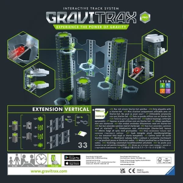 GraviTrax PRO Vertikal Expansion Set - Ravensburger - Creative Marble Track - 33 delar