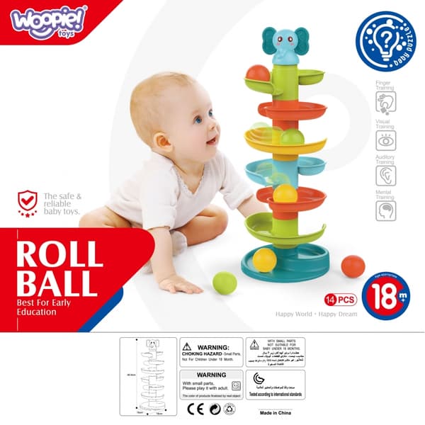 - WOOPIE BABY Pallorata spiraalisetti + 3 palloa - Elefantti