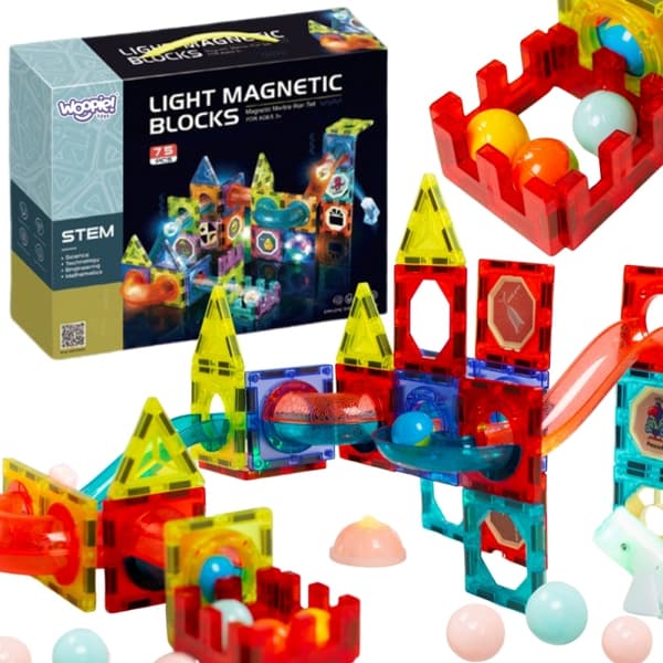WOOPIE Magnetiska Byggklossar Kulbana med Ljus – 75 delar