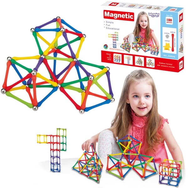 WOOPIE Magnetiske byggeklodser Kreativt puslespil 180 brikker