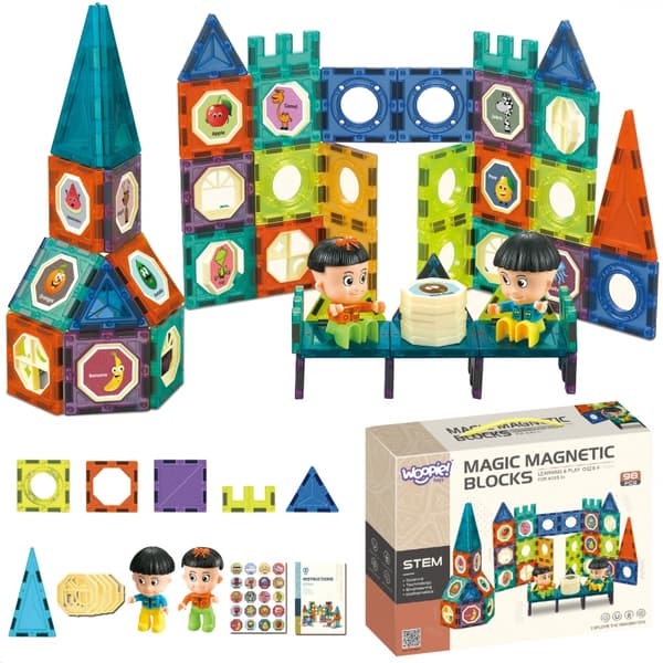 WOOPIE Magnetiske Byggeklodser Slot – 98 stykker