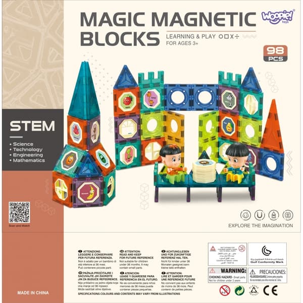 WOOPIE Magnetiske Byggeklodser Slot – 98 stykker