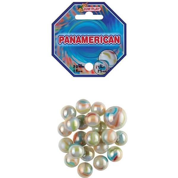 PÅSE MED 20 GLASKULAR + 1 PANAMERICAN KEPS