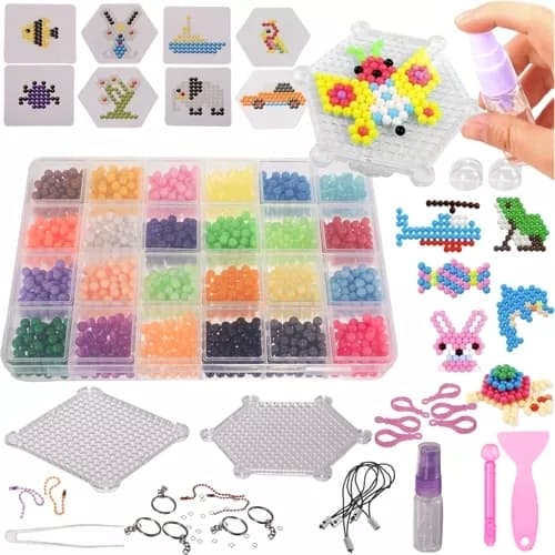 Vandperler 2800 stk - 24 farver med skabeloner