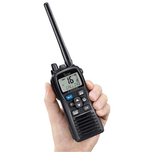Icom Ic-m Ipx7 6w 73 Euro Transportabel Marine Vhf Radio Station Sort