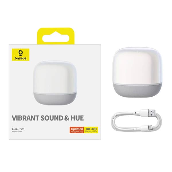 BOXA Baseus AeQur V2, wireless, 14 ore durata baterie, suporta pairing stereo cu alta boxa Baseus AeQur, alb, "A20050500211-00"  (timbru verde 2.00 le