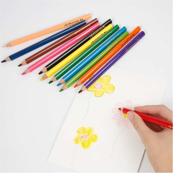 Colortime färgpennor - 12 färger - Jumbo - 5 mm