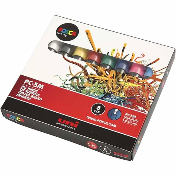 Posca Marker Medium Bullet PC-5M - Standardfärger - 8 st