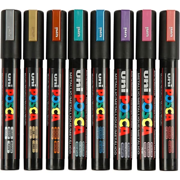 Posca Marker Medium Bullet PC-5M - Metallicfärger - 8 st