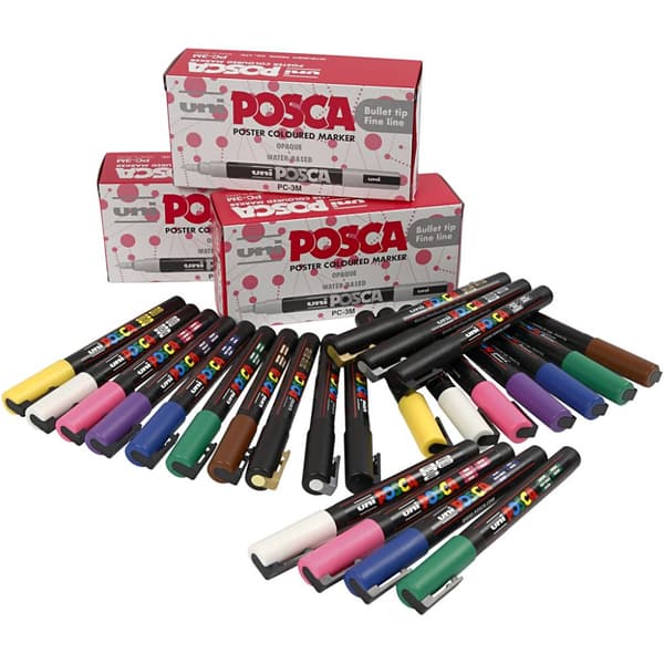 Posca Marker , spets 0,9-1,3 mm, mixade färger, 12st./ 1 förp.
