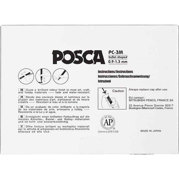 Posca Tusch, streg 0,9-1,3 mm, ass. farver, 12stk./ 1 pk.