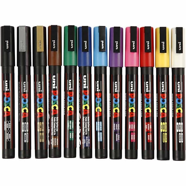 Posca Tusch, streg 0,9-1,3 mm, ass. farver, 12stk./ 1 pk.