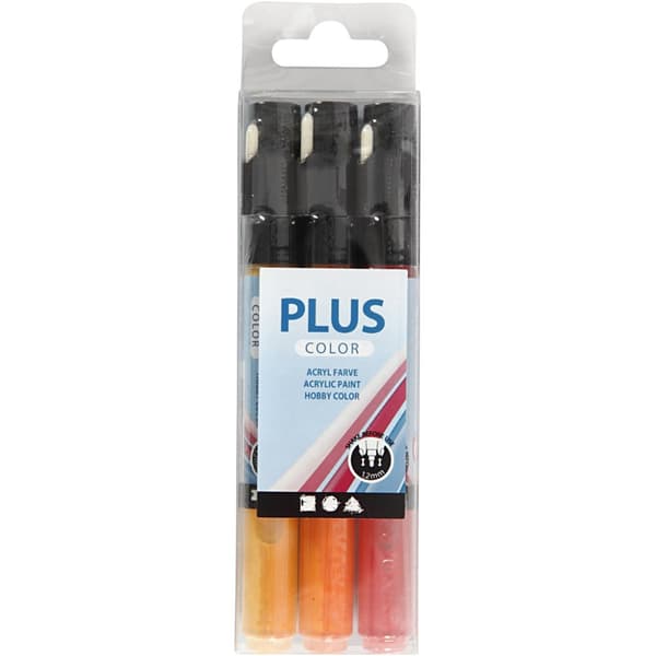 Plus Color Tusj, L: 14,5 cm, strek 1-2 mm, 3stk./ 1 pk., 5,5 ml