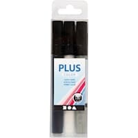 Plus Color Tusch, L: 14,5 cm, spets 1-2 mm, svart, råvit, rain grey, 3st./ 1 förp., 5,5 ml