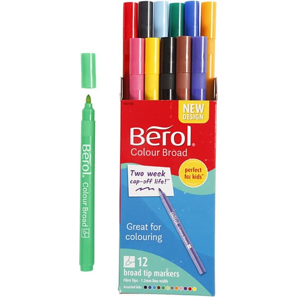Berol Colourbroad - Mixade Färger - Spets: 1,2 mm - 12 st