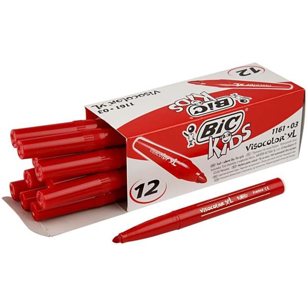 Bic Tuschpenna Visa Fin 3 mm - Röd - 12 st