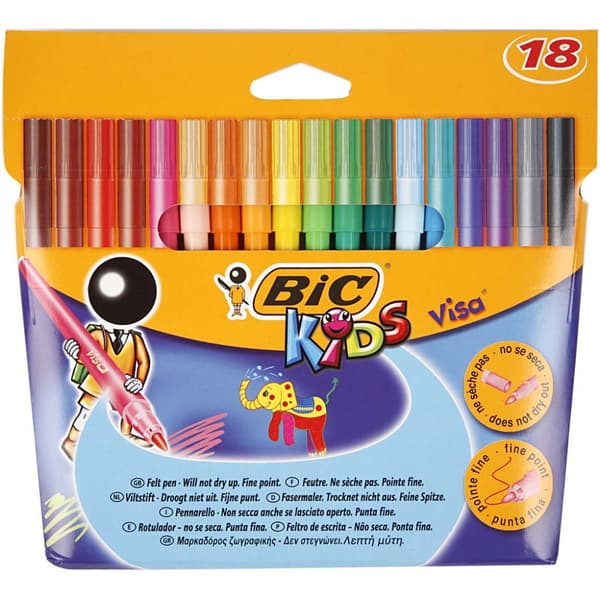 Bic Visa Fin tusch - Mixade Färger - 1,6 mm - 18 st