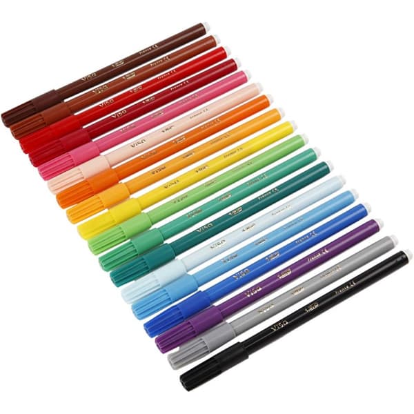 Bic Visa Fin tusch - Mixade Färger - 1,6 mm - 18 st