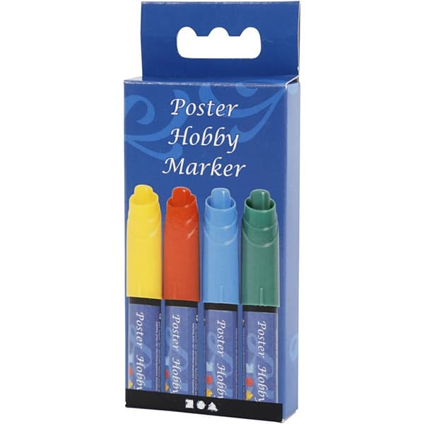Poster Hobby Marker - Mixade Färger - 3 mm - 4 st