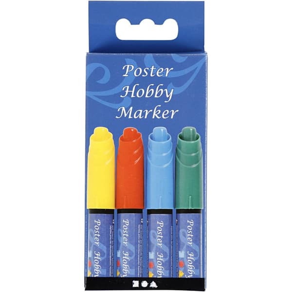 Poster Hobby Marker - Mixade Färger - 3 mm - 4 st