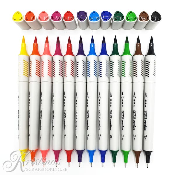Sketch Marker - Basfärger - 1+2-5 mm - 12 st
