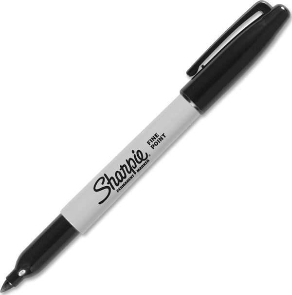 Permanent marker, black, round fine, 12-pack, black / white