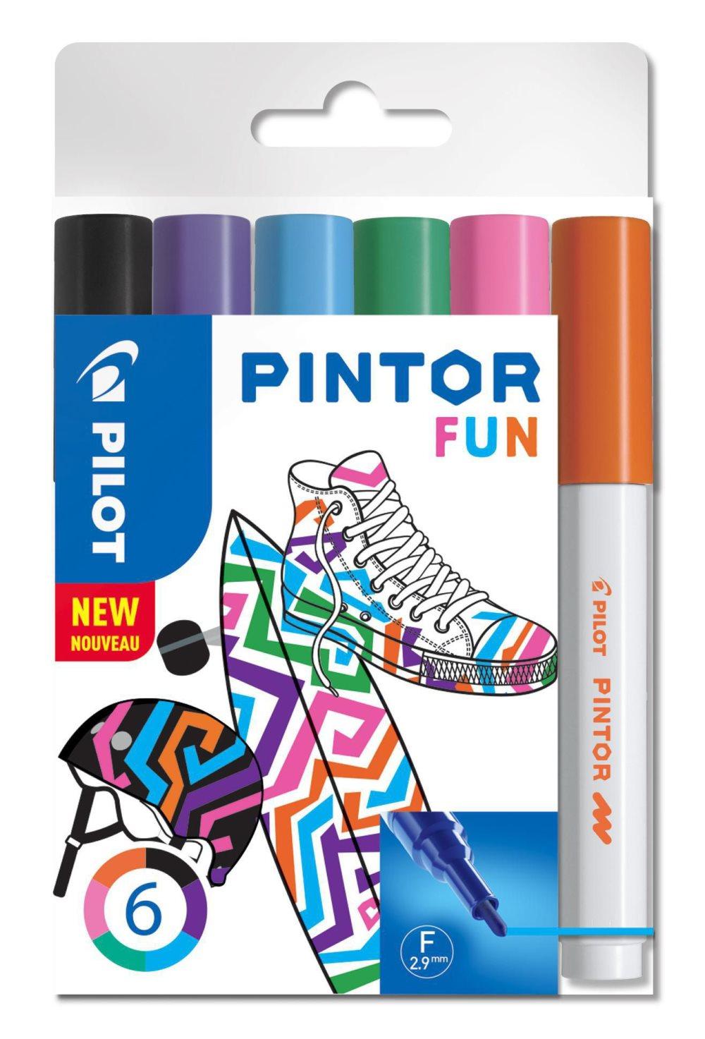 Märkpenna PILOT Pintor F 6 färg Fun Mix