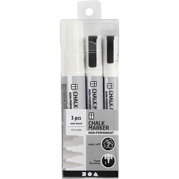 Chalk markers - Vita - Spets: 3+6+15 mm - 3 st