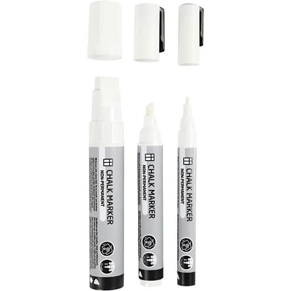 Chalk markers - Vita - Spets: 3+6+15 mm - 3 st