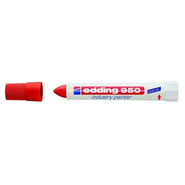 Edding e-950 Set med 10 Märkpennor för grova ytor/smutsiga material/ruggiga metaller 10 mm Röd - 4-950002