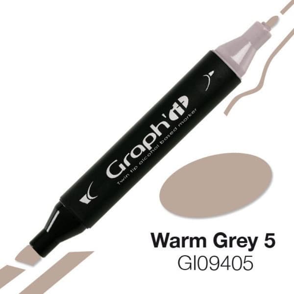Alkoholmarker - Graph'it - 9405 - Varm grå 5 - Dubbel japansk spets - Opaque