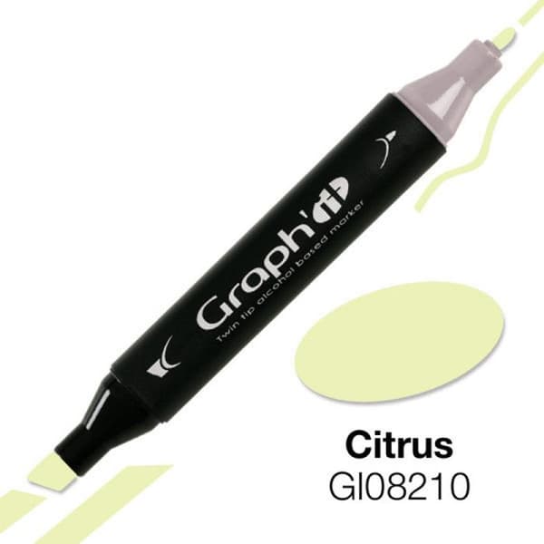 Alkoholmarkör - GRAPH IT - 8210 Citrus - Dubbel spets fin och bred - Ergonomisk design - Ogenomskinlig