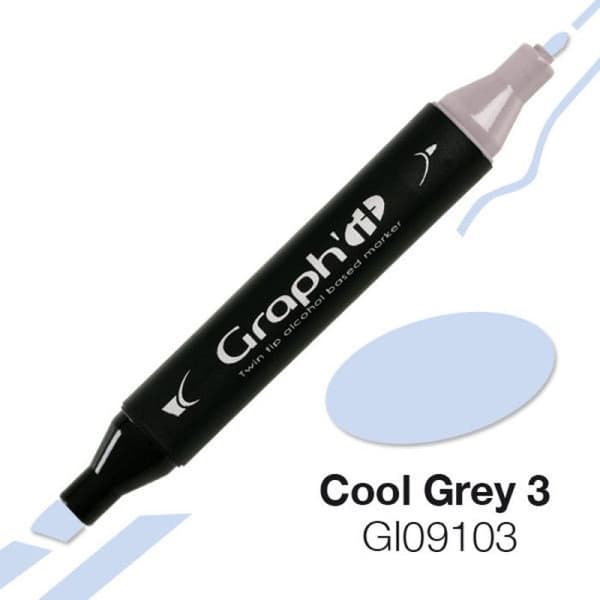 Alkoholmarkör - Graph'it - 9103 - Cool Grey 3 - Dubbelspets - Opaqu