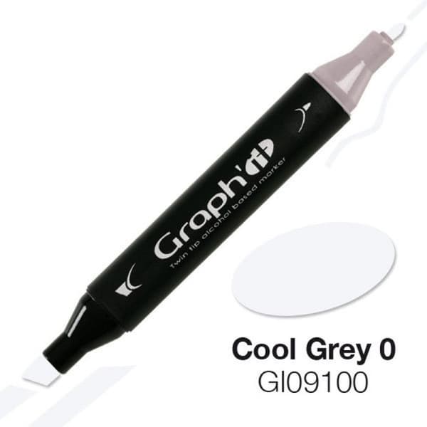 Alkoholmarkör - Graph'it - Cool Grey 0 - Dubbel japansk spets - Opaque - Oföränderlig