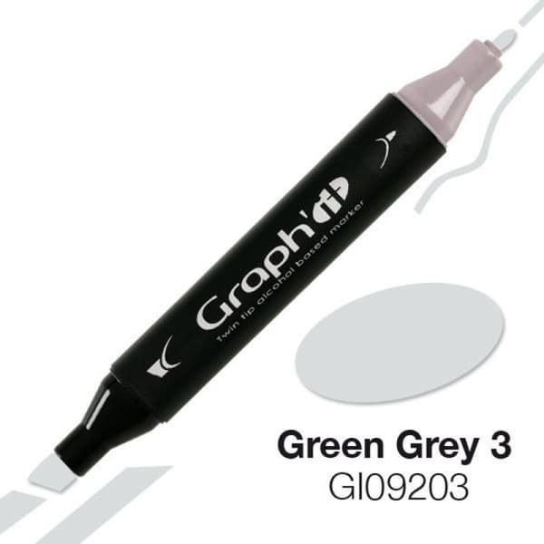 Graph'it 9203 Green Grey 3 alkoholmarkör - Graph it Grey - Outplånlig - Fin - 16 mm diameter