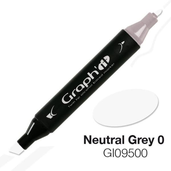 Alkoholmarkör - Graph'it - 9500 - Neutral Grå 0 - Dubbel spets - Opaque