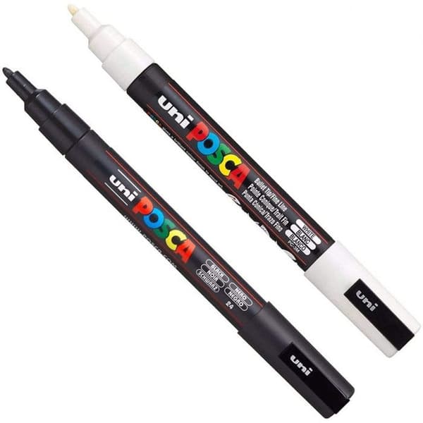 Markörer - POSCA - PC-3M - Set med 2 - Extra fin spets 3 mm - Outplånlig - Opak