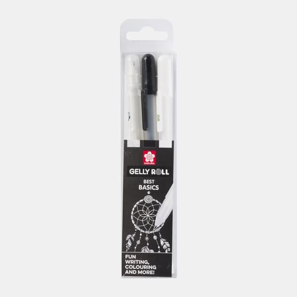 Sakura Gelly Roll Mixed Set 3 penner, Clear Svart Hvit